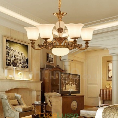 Lampadario di lusso tradizionale classico integrato in metallo a 6 luci Lampadario di lusso tradizionale classico integrato in metallo a 6 luci
