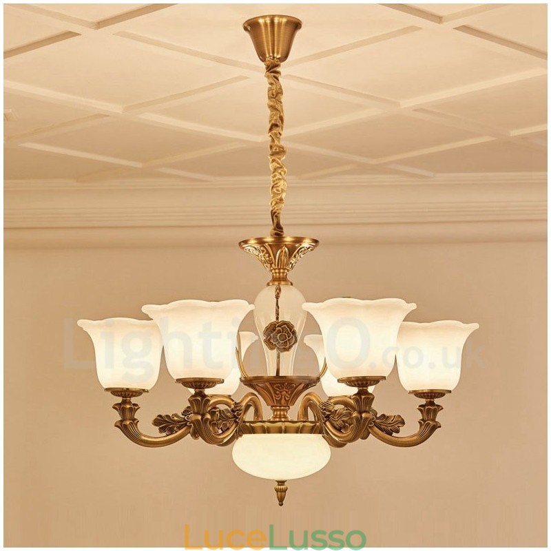 Lampadario di lusso tradizionale classico integrato in metallo a 6 luci