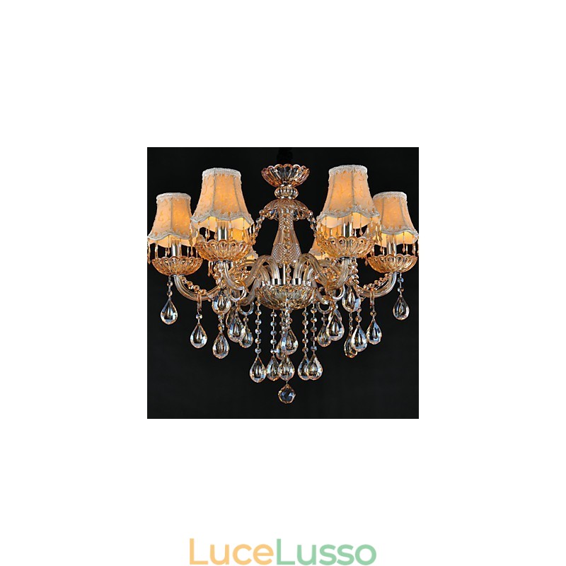 Lampadario in cristallo tradizionale classico in vetro 6 luci