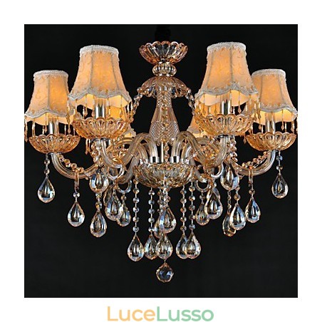 Lampadario in cristallo tradizionale classico in vetro 6 luci Lampadario in cristallo tradizionale classico in vetro 6 luci