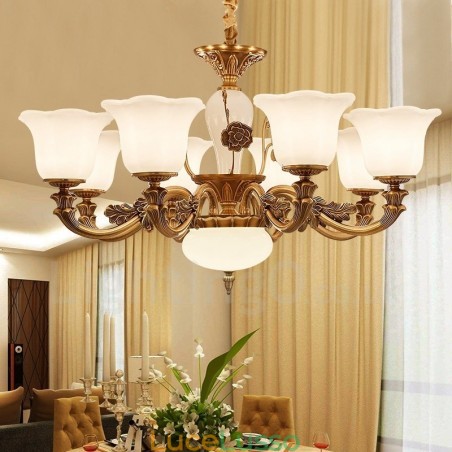Lampadario di lusso tradizionale classico integrato in metallo a 8 luci Lampadario di lusso tradizionale classico integrato in metallo a 8 luci