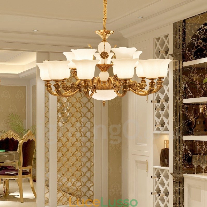 Lampadario di lusso tradizionale classico integrato in metallo a 15 luci