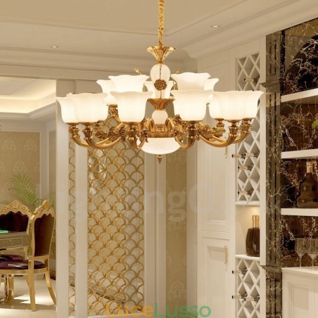 Lampadario di lusso tradizionale classico integrato in metallo a 15 luci Lampadario di lusso tradizionale classico integrato in metallo a 15 luci