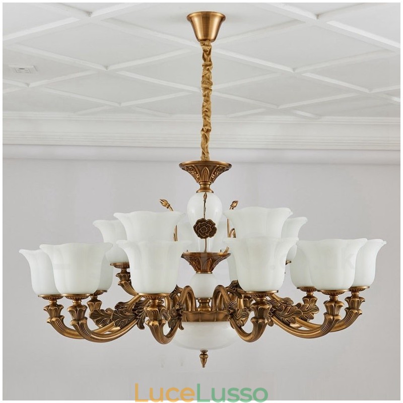Lampadario di lusso tradizionale classico integrato in metallo a 15 luci