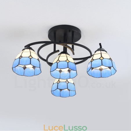 Lampadario integrato in stile mediterraneo a 4 luci Lampadario integrato in stile mediterraneo a 4 luci