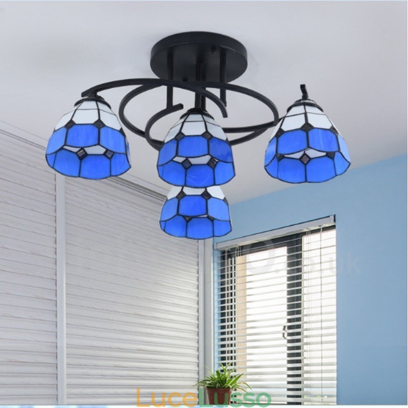 Lampadario integrato in stile mediterraneo a 4 luci