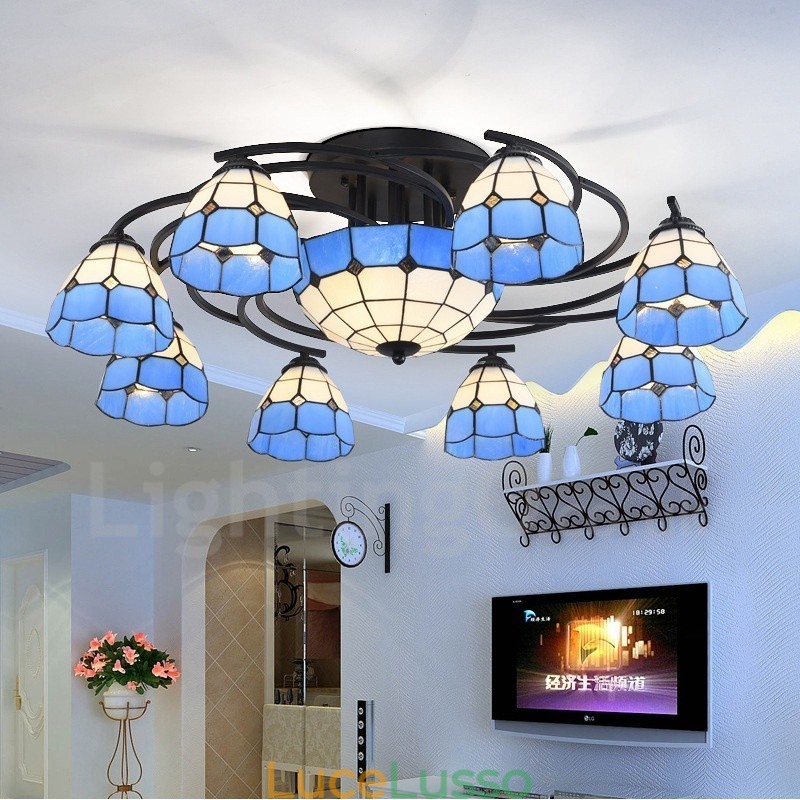 Lampadario integrato in stile mediterraneo a 11 luci