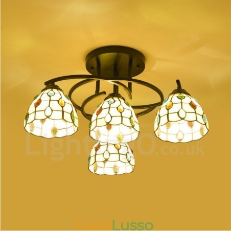 Lampadario integrato in stile mediterraneo a 4 luci Lampadario integrato in stile mediterraneo a 4 luci