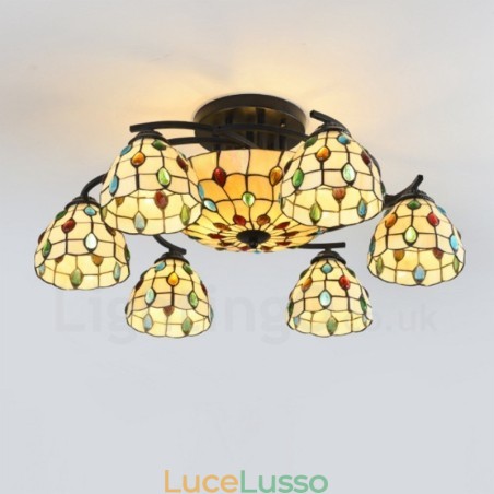 Lampadario integrato in stile mediterraneo a 9 luci Lampadario integrato in stile mediterraneo a 9 luci