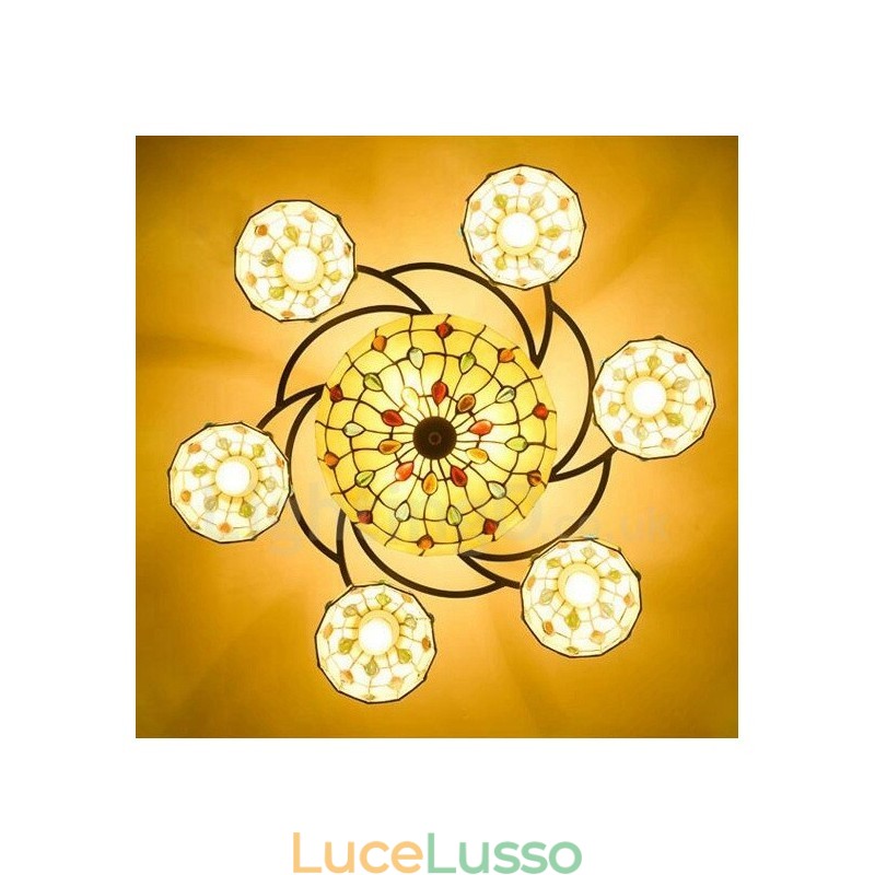 Lampadario integrato in stile mediterraneo a 9 luci