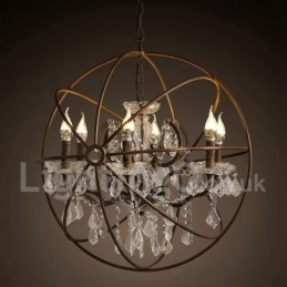 Diametro 60CM 80CM Lampadario in metallo dipinto in cristallo vintage Lampada a sospensione color ruggine