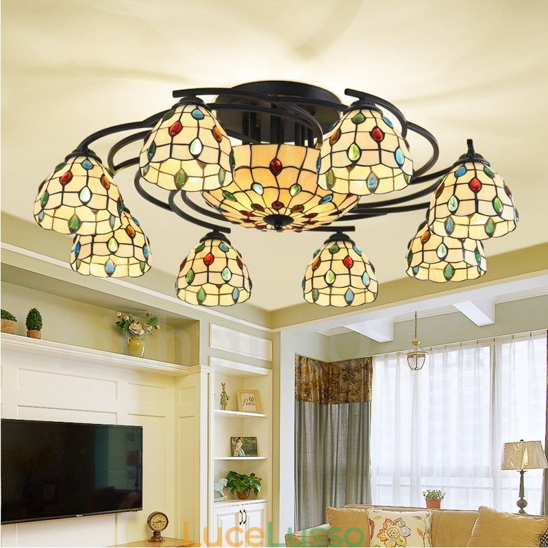 Lampadario integrato in stile mediterraneo a 11 luci