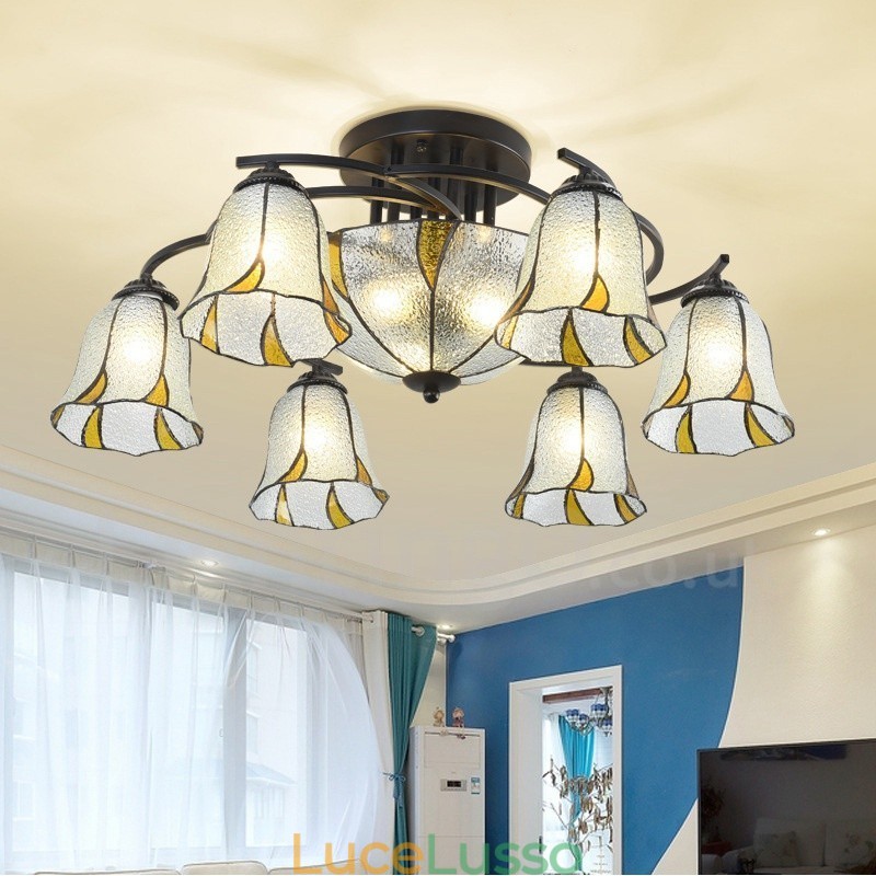 Lampadario in metallo con 9 luci in stile mediterraneo integrato per vasca da bagno