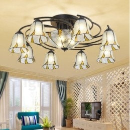 Lampadario in metallo con 11 luci in stile mediterraneo integrato per vasca da bagno