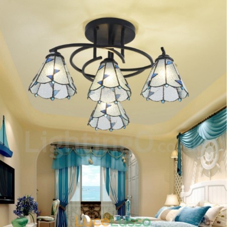 Lampadario in metallo con 4 luci in stile mediterraneo integrato per vasca da bagno Lampadario in metallo con 4 luci in stile mediterraneo integrato per vasca da bagno