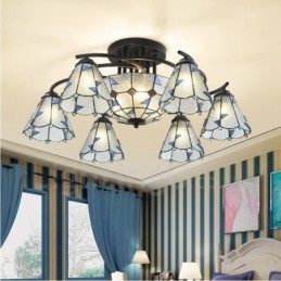 Lampadario in metallo con 9 luci in stile mediterraneo integrato per vasca da bagno