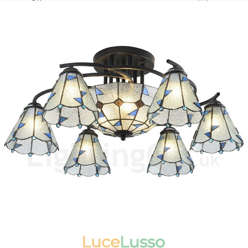 Lampadario in metallo con 9 luci in stile mediterraneo integrato per vasca da bagno
