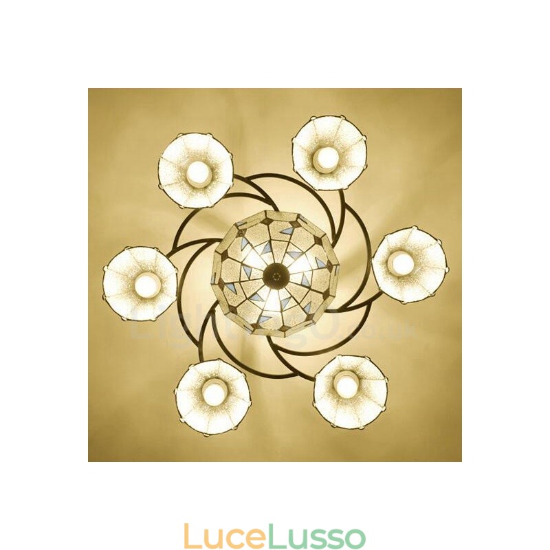 Lampadario in metallo con 9 luci in stile mediterraneo integrato per vasca da bagno