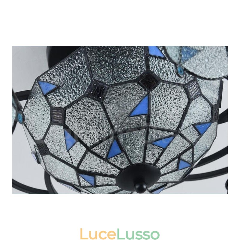 Lampadario in metallo con 9 luci in stile mediterraneo integrato per vasca da bagno