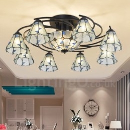 Lampadario in metallo con 11 luci in stile mediterraneo integrato per vasca da bagno