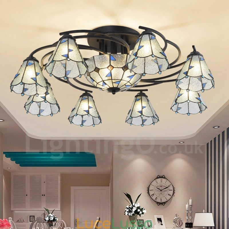 Lampadario in metallo con 11 luci in stile mediterraneo integrato per vasca da bagno
