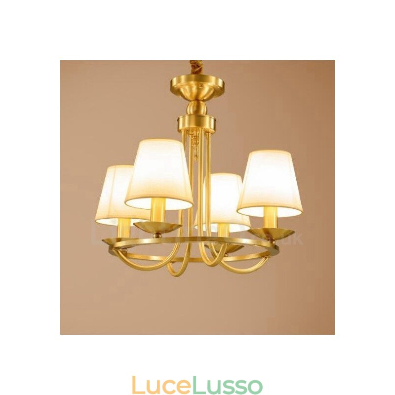 Lampadario in rame e metallo integrato Rustic Lodge a 4 luci