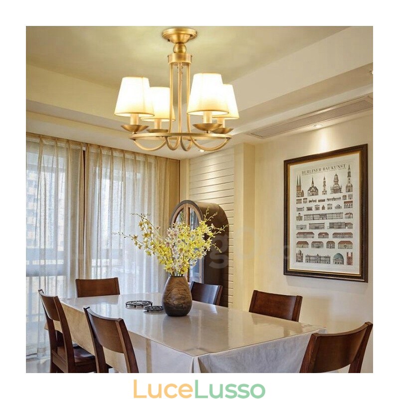 Lampadario in rame e metallo integrato Rustic Lodge a 4 luci