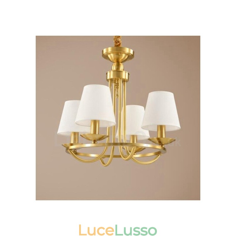 Lampadario in rame e metallo integrato Rustic Lodge a 4 luci
