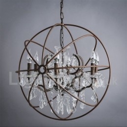 Diametro 60CM 80CM Lampadario in metallo dipinto in cristallo vintage Lampada a sospensione color ruggine