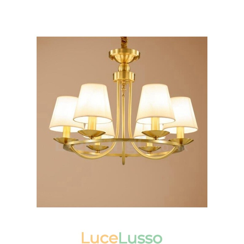 Lampadario in rame e metallo integrato Rustic Lodge a 6 luci