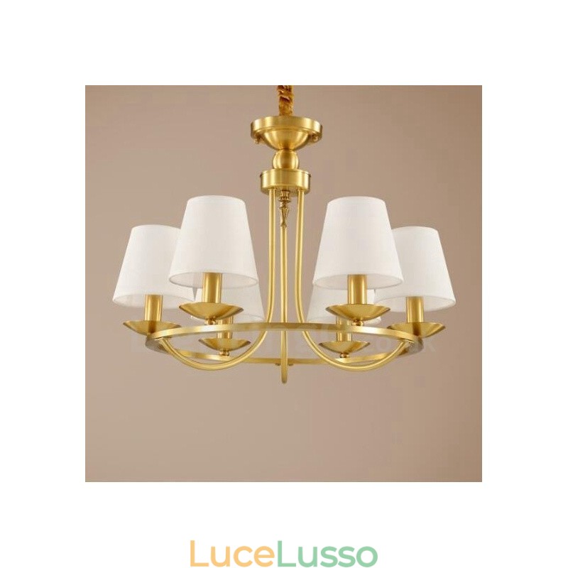 Lampadario in rame e metallo integrato Rustic Lodge a 6 luci