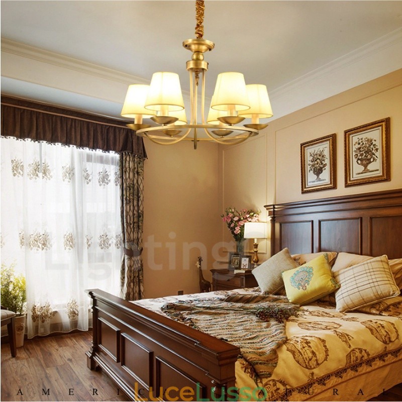 Lampadario in rame e metallo integrato Rustic Lodge a 6 luci