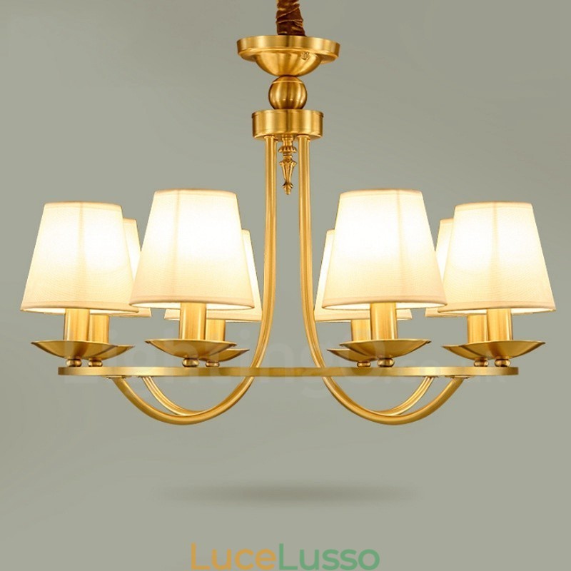 Lampadario in rame e metallo integrato rustico Lodge a 8 luci in ottone