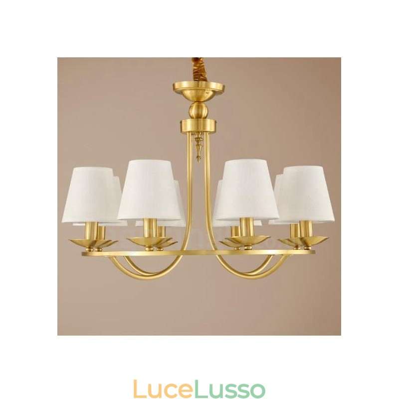 Lampadario in rame e metallo integrato rustico Lodge a 8 luci in ottone