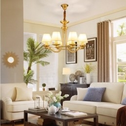 Lampadario in rame e metallo integrato rustico Lodge a 8 luci in ottone