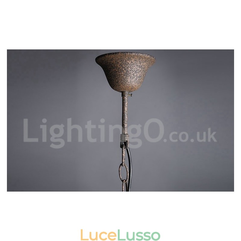 Diametro 60CM 80CM Lampadario in metallo dipinto in cristallo vintage Lampada a sospensione color ruggine