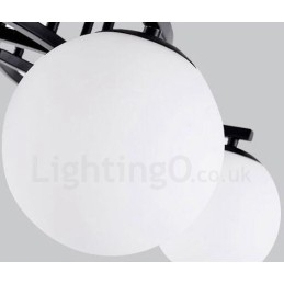 Lampadario rustico integrato a 5 luci con paralume in vetro