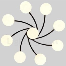 Lampadario rustico Lodge integrato a 9 luci con paralume in vetro