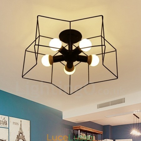 Lampadario integrato rustico a 5 luci Lampadario integrato rustico a 5 luci