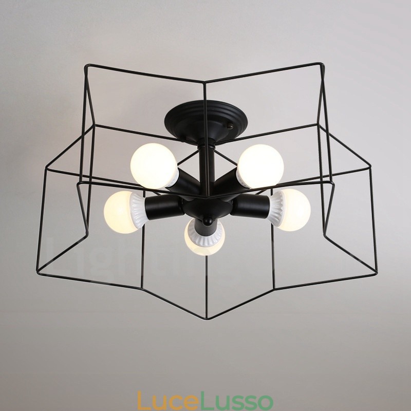 Lampadario integrato rustico a 5 luci