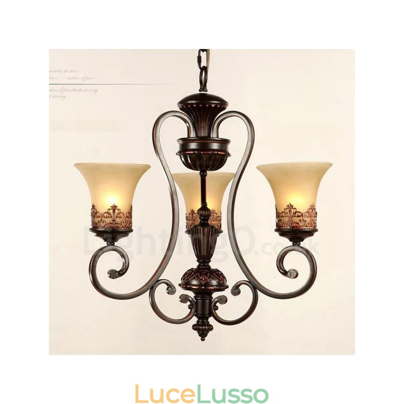 Lampadario in metallo integrato Rustic Lodge a 3 luci