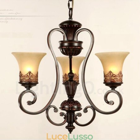Lampadario in metallo integrato Rustic Lodge a 3 luci Lampadario in metallo integrato Rustic Lodge a 3 luci