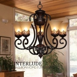 Lampadario in metallo integrato Rustic Lodge a 5 luci