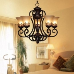 Lampadario in metallo integrato Rustic Lodge a 5 luci