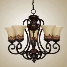 Lampadario in metallo integrato Rustic Lodge a 5 luci