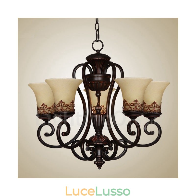 Lampadario in metallo integrato Rustic Lodge a 5 luci