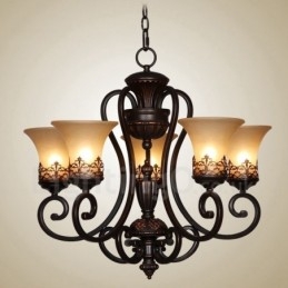 Lampadario in metallo integrato Rustic Lodge a 5 luci