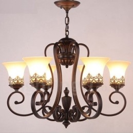 Lampadario in metallo integrato Rustic Lodge a 6 luci