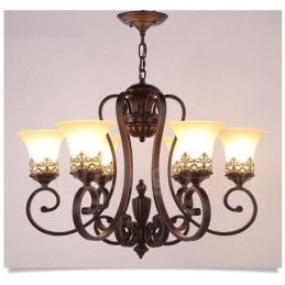 Lampadario in metallo integrato Rustic Lodge a 6 luci