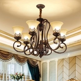 Lampadario in metallo integrato Rustic Lodge a 6 luci
